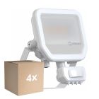 Mehrfachpackung 4x Ledvance LED-Scheinwerfer Aluminium Weiß 17W 2200lm 100D - 830 Warmweiß | IP65 - Bewegungs- und Lichtsensor - Symmetrisch